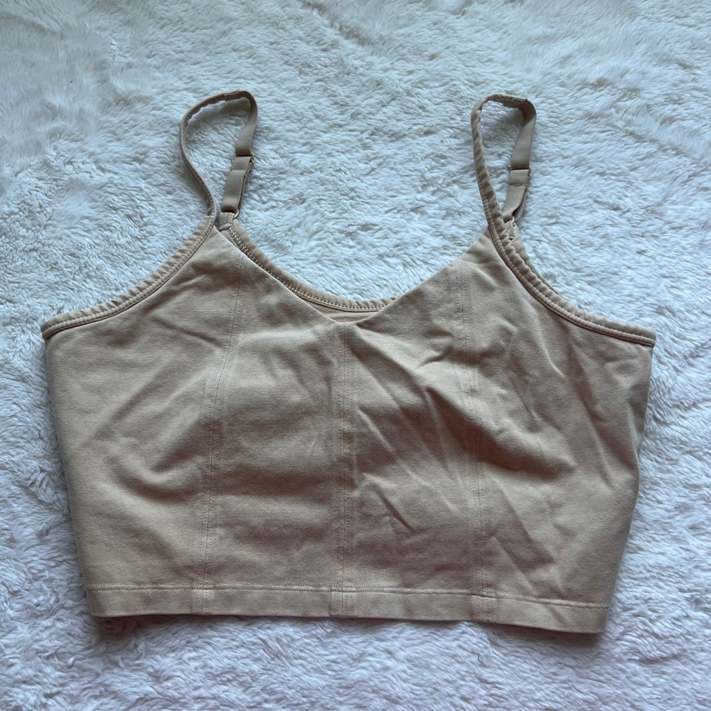 OFFLINE by Aerie OG Recharge Minimal Support Bralette Tan Nude Size Large NWOT
